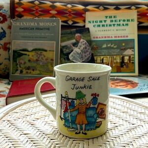 VINTAGE GARAGE SALE JUNKIE COFFEE MUG NOVELTY FUN GIFT  YOUR GARAGE SALE PARTNER